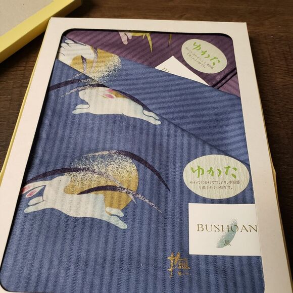 Vintage Bushoan Japanese Handkerchief Rabbit Mythology Culture Yukata Box Set 2 - Picture 4 of 11